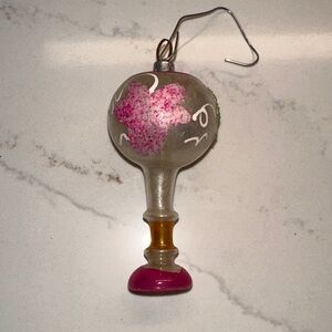 Vintage hand blown Glass lamp Ornament mica with Pink and Gold Accents